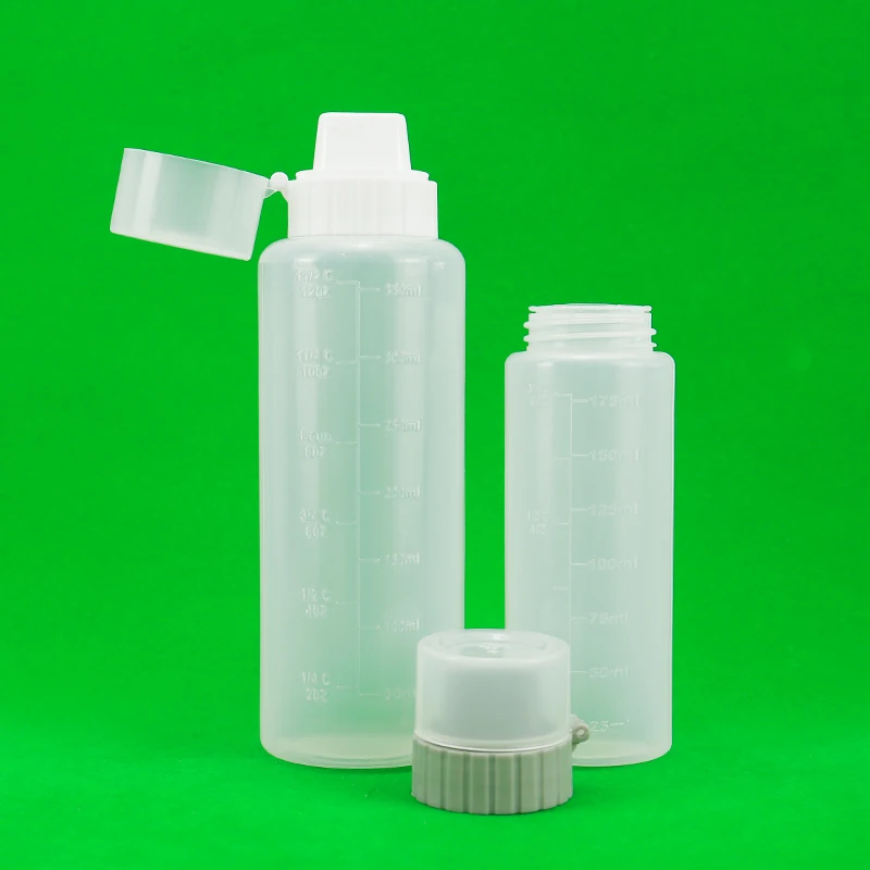 175ML 350ML Plastic Ketchup Salad Dressing Sauce Bottle with Pump Cap Screen Printing for Shampoo Packaging