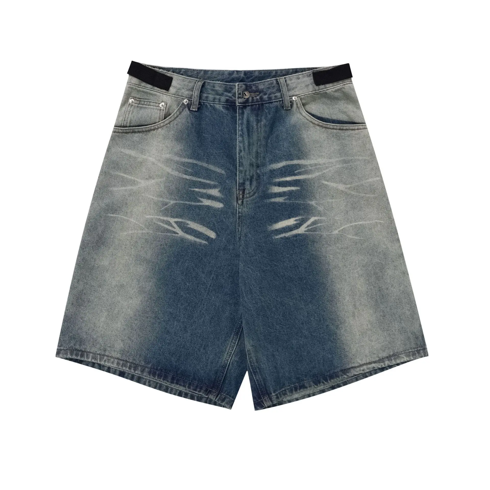 Clothing Manufacturers Whisker Washed Loose Custom Denim Shorts Men Men's Shorts