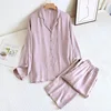 Satin Solid Color Women's Long Suit - Dark Purple
