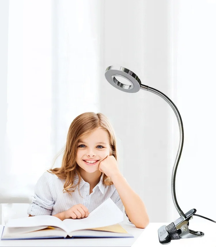 Wholesale 3 Colors 5 Levels Brightness Flexible Gooseneck Night Reading Study Table USB  Reading Light led Clamp Clip Desk Lamp