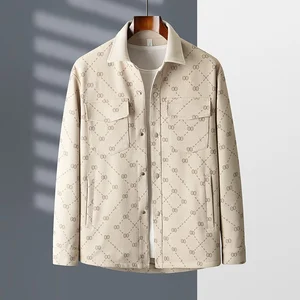 Plus-size Men's Motorcycle Jacket Crocheted Thin Tailored Printed Lightweight Shirt