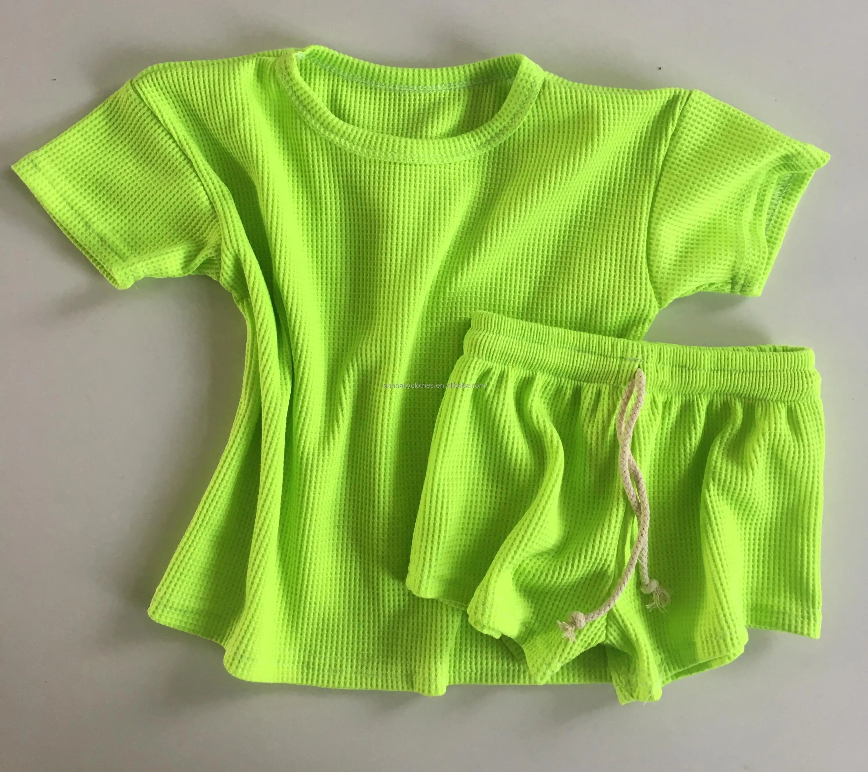New Waffle Casual Summer Unisex Baby Clothes Short Sleeve Pullover