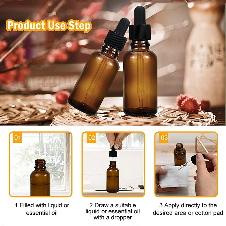 Large Quantity In Stock Low MOQ 30ml Empty Amber Round Glass Dropper Bottle For Oil With Liquid Medicine