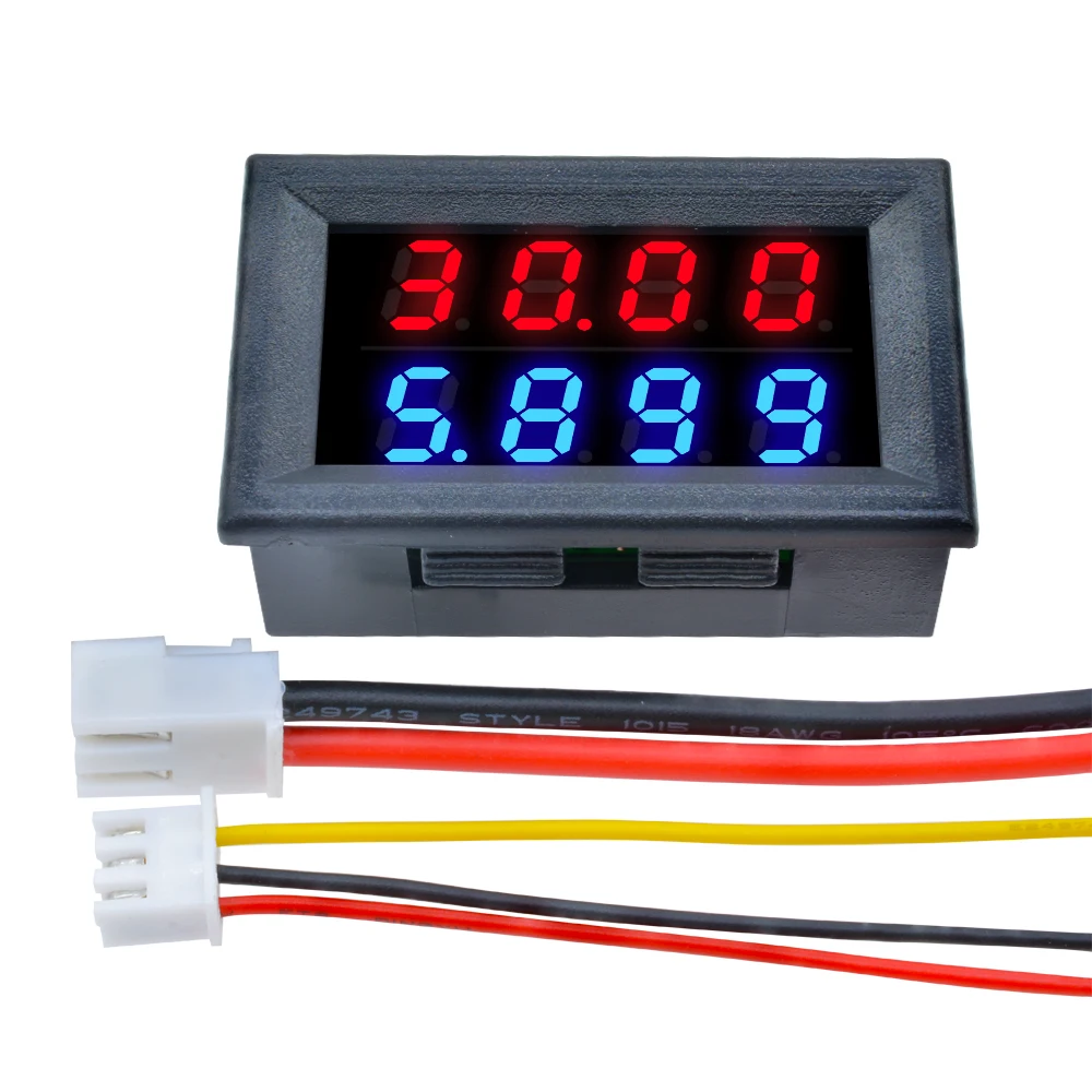 Digital Voltmeter Ammeter 100V/50A - LED Dual Display Rot+Blau Für DC Strom