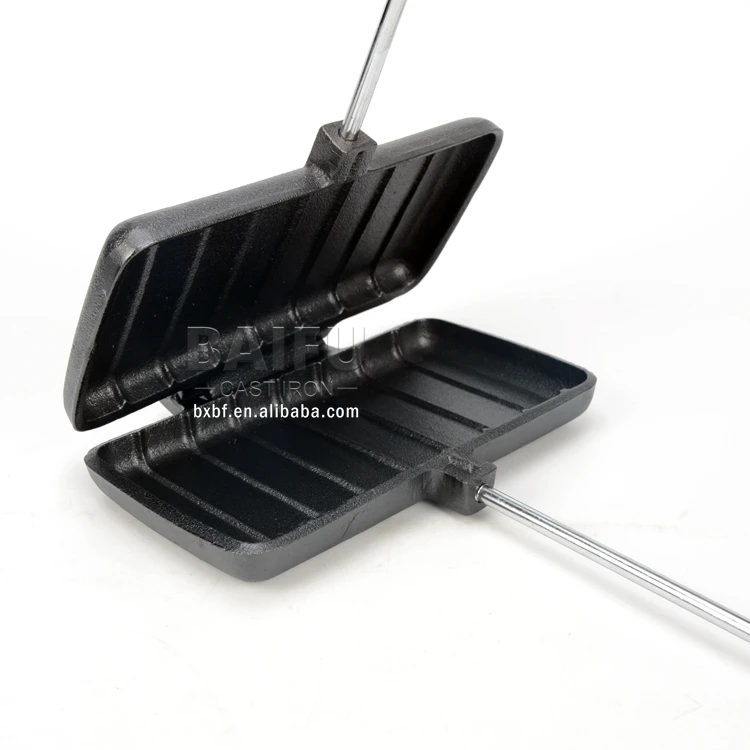 Heavy Duty Camping Pie Iron Preseasoned Cast Iron Jaffle Iron Sandwich
