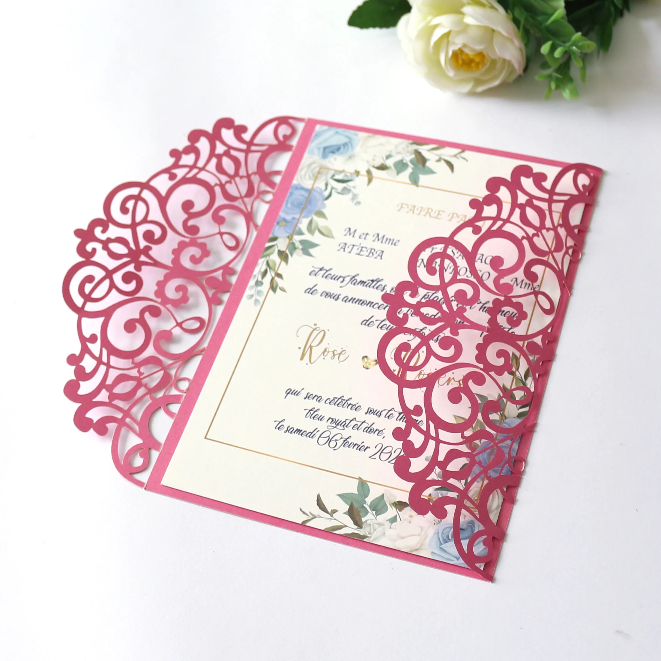 Laser Cutting Invitation Card Greeting Card Graduation Party Rose