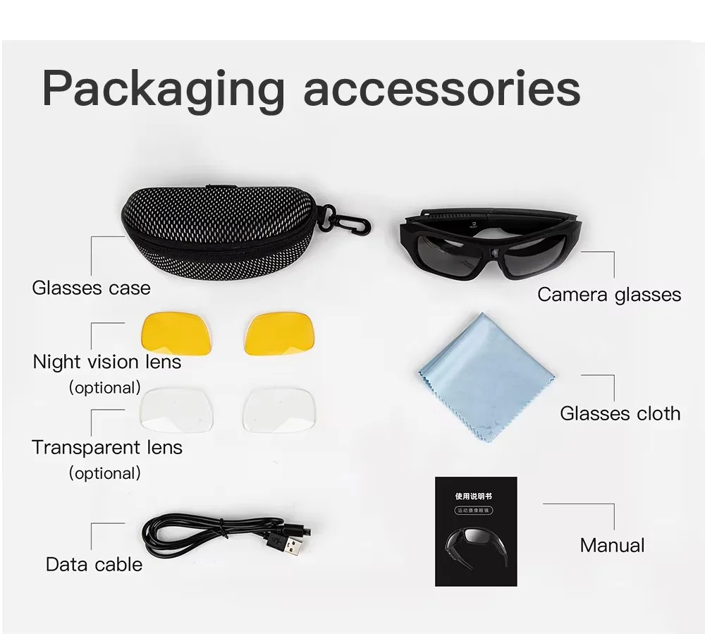 4K Outdoor Sports Camera Glasses Mountain Biking Outdoor Video Camera Sunglasses