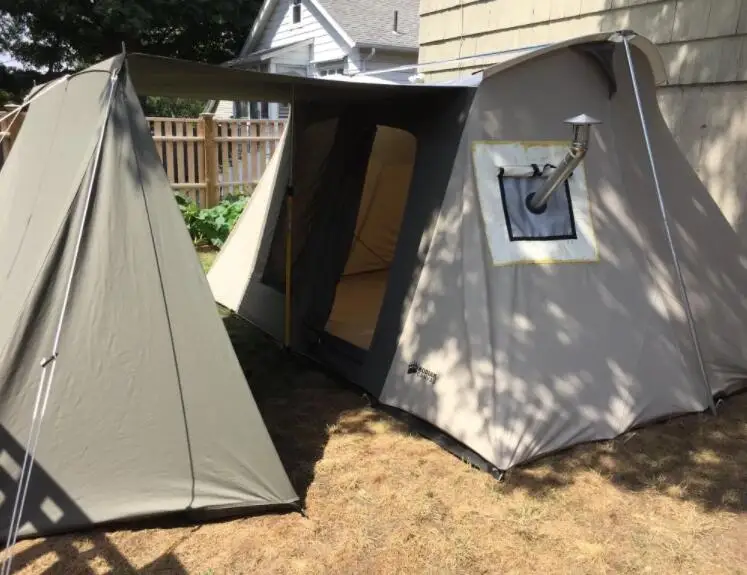 Source Outdoor Canvas Camping Tent Flex Bow Tent with Stove Jack and Awing  on m.alibaba.com