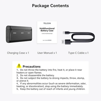 Telesin Battery Charger for Go Pro 13 Camera 3-slot Charger Pocket with LED Battery Level Indicator GoPro Battery Charger product image