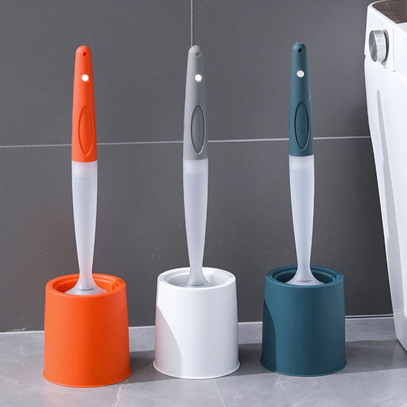 Бытовая щетка для чистки ванной комнаты настенная круглая силиконовая унитаза с чистящим раствором