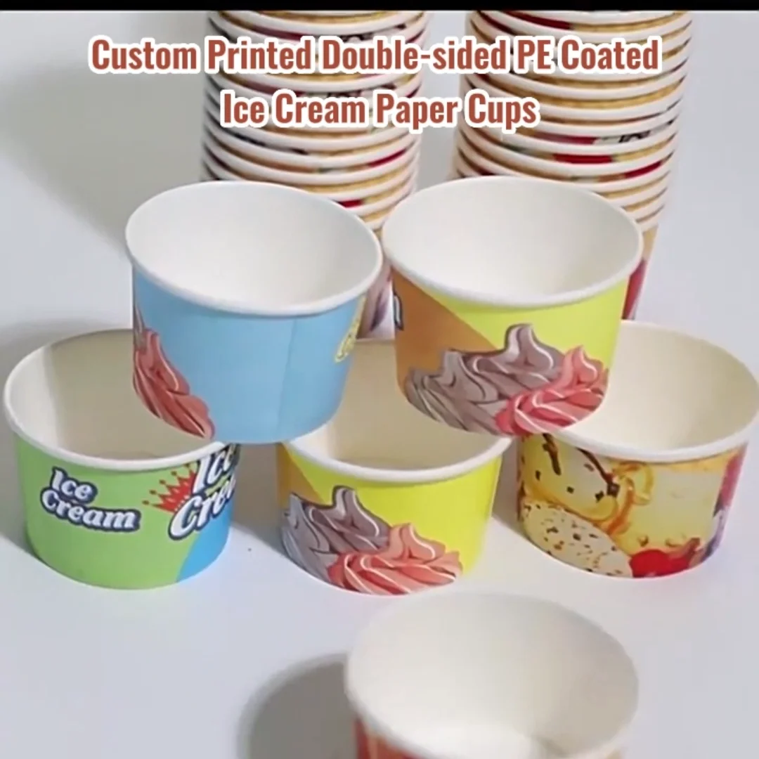 Custom Logo Printed Ice Cream Cup Frozen Yogurt Gelato Bowls 5oz-20oz ...