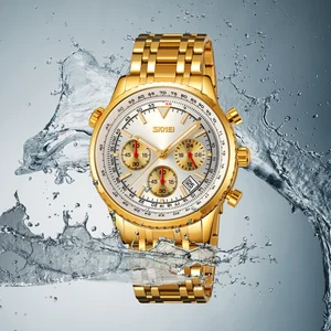 SKMEI 9333 Luxury Antique Fashion Business Men's Quartz Watch Stainless Steel Waterproof 48mm Dial