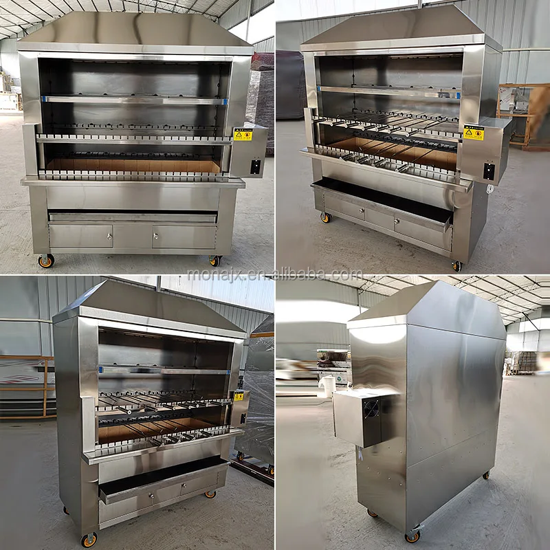 Brazilian Automatic Rotating Charcoal Roast Grill Machine/LGP Gas Shawarma Meat Barbecue Stove/Electric Heating Doner Kebab BBQ