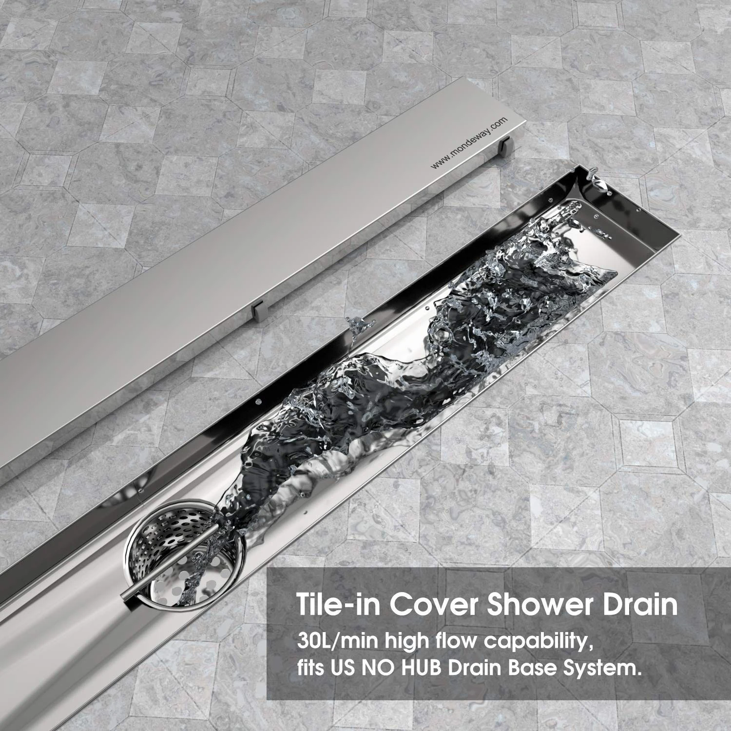 Stainless Steel Invisible Shower Drain Shower Channel Linear Bathroom ...