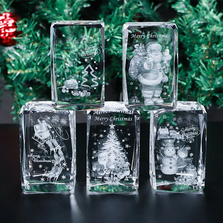 product factory wholesale merry christmas gifts decoration 3d laser crystal crafts for christmas-35