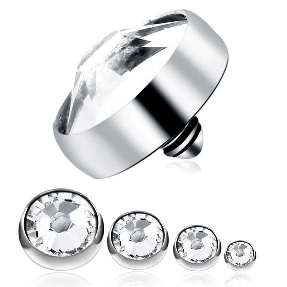 11 Dermal Piercing Tops and Bases - 4 mm Mix CZ - 316L Surgical Steel