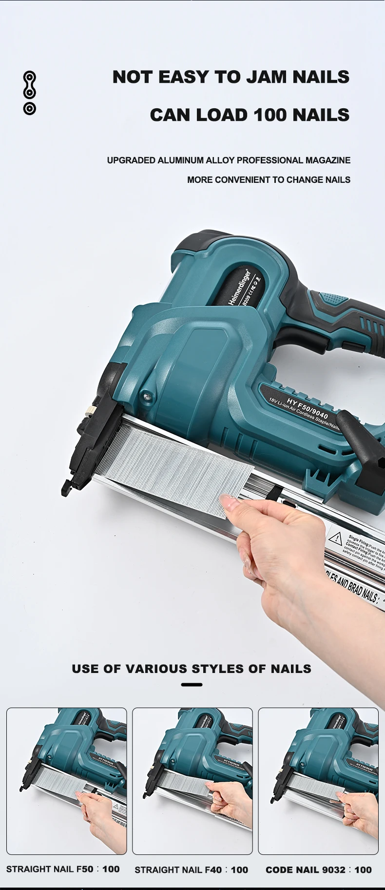 Electric Nail Gun For Dewalt 20V Battery, 18 Gauge 2 In 1 Brad