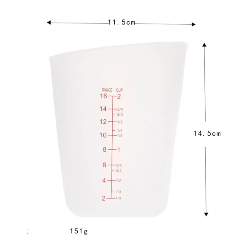 250ml 500ml Heat Resistant Soft Silicone Borosilicate Milk Measurement