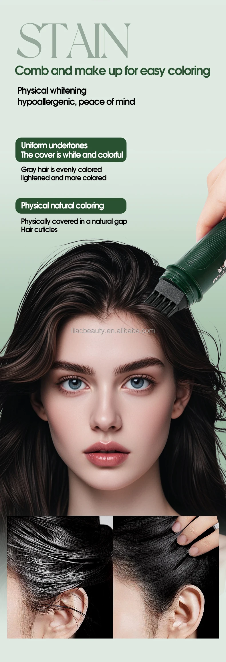 QXQY Hair Color Touch-Up Stick Natural Gray Hair Coverage  Lightweight Portable  2-in-1 Hair Color Touch-Up Stick with Comb
