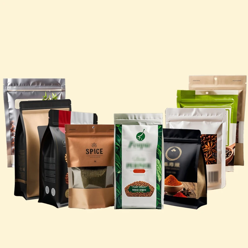 Custom Printed Stand up Pouch Zip Plastic Powder Corn Flour Seasoning Packaging Spices Dried Fruit Tea Spice Bags