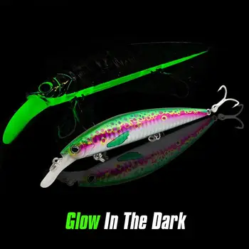 CHEERY Printed Glowing Minnow Lure Kit 90mm 29g with 3D Color for Saltwater & River Bass Fishing Swim Baits – Minnow – view 3