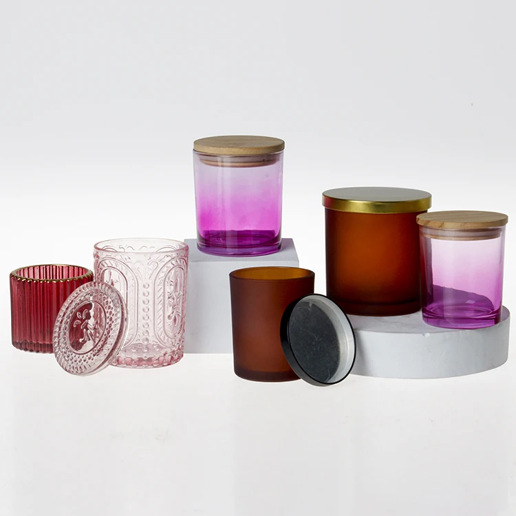 300ml Frosted White Glass Candle Jar With Wood Lid 10oz Frosted White