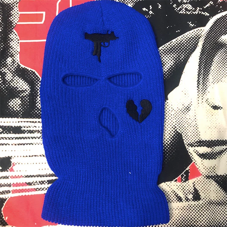 Ski Mask Pink UZI Pistol Broken Heart Embroidered Pink Cool 