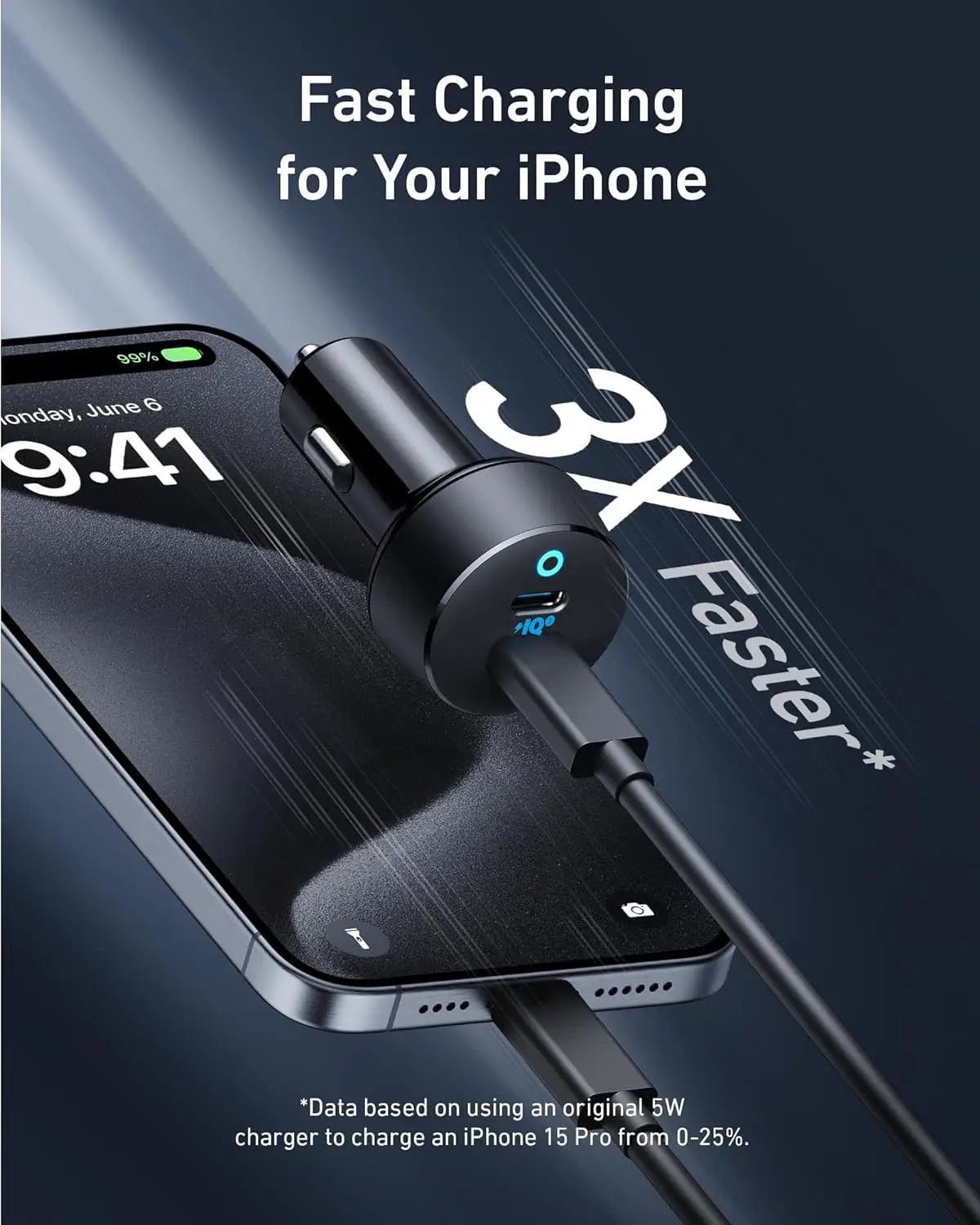 Chargeur Allume-Cigare UGREEN QC 3.0 36W - 2 Ports USB Avec Câble Type C - Charge Rapide Voiture