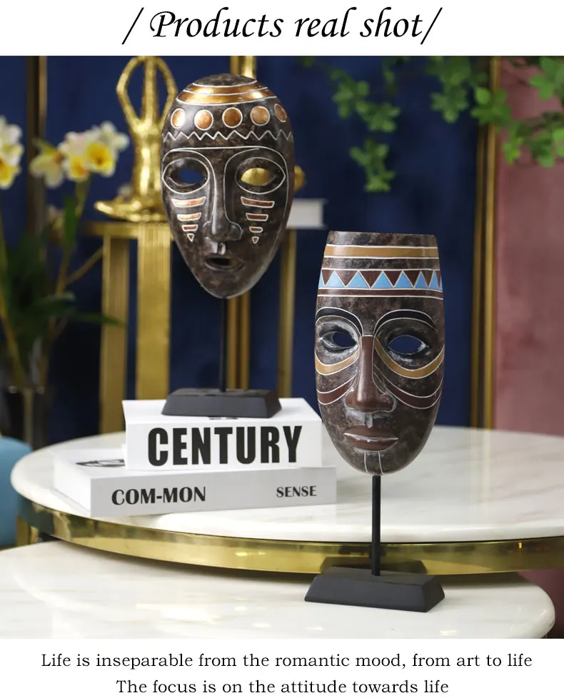 Redeco 2023 Creative Figure Statues African Art Tribal Figurines Resin