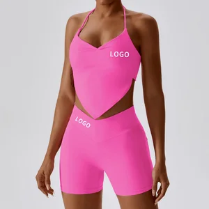 Sexy Yoga Crop Top Shorts Leggings Set Workout Clothes Women Running Fitness Gym Suit Activewear