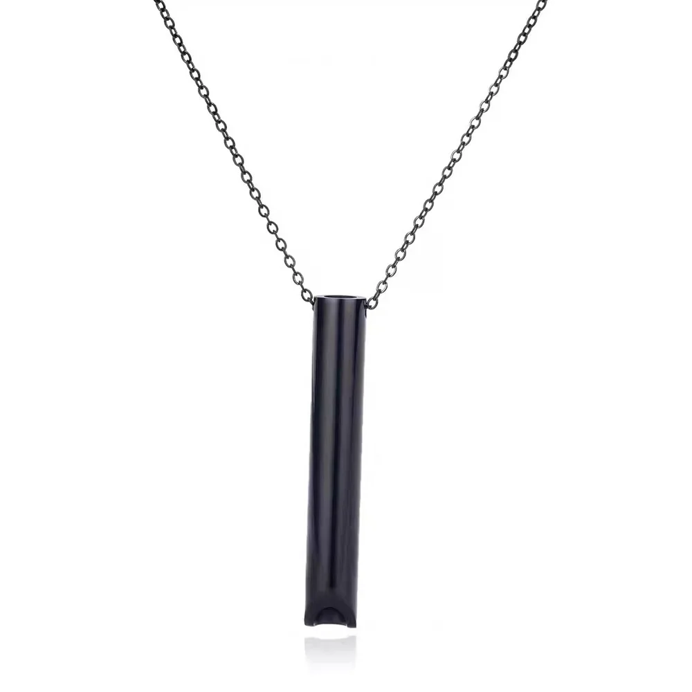 Fashion Anxiety Mindful Relief Anti Vaping Breathlace Stainless Steel  Pendant Whistle Necklace