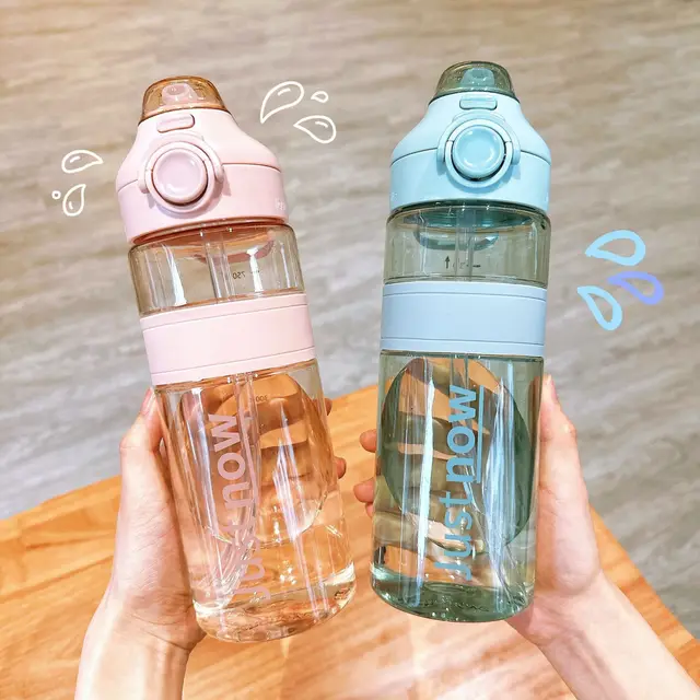 Minimally Designed Sports and Fitness Multi-functional Portable Outdoor Double Drinking Straw Plastic Cup