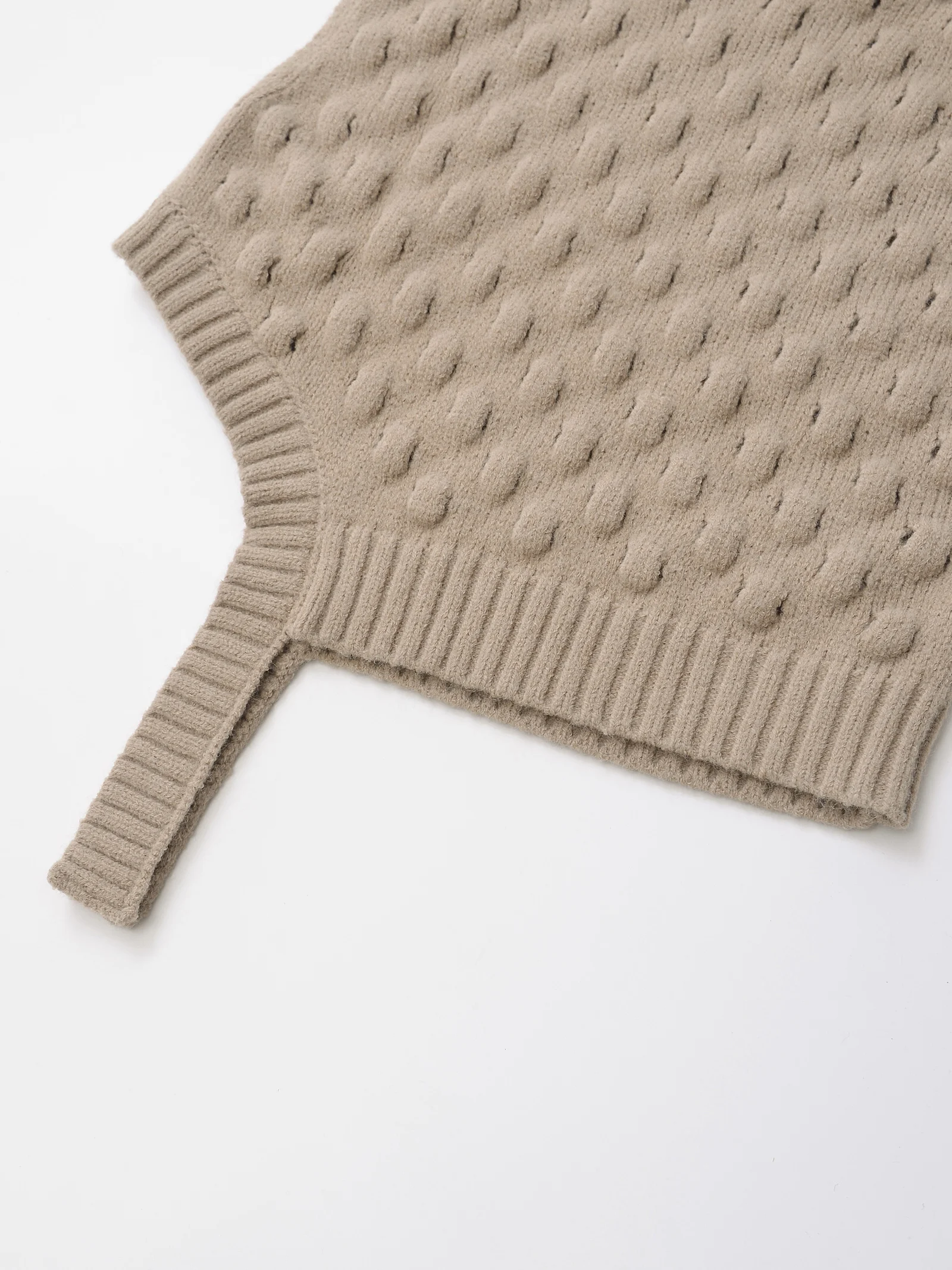 Turtleneck Collar Khaki Color Asymmetrical Design Casual Fashion Sweater Vest for Women