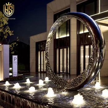 Outdoor Stainless Steel Decoration  Metal Craft Lighting Circle Statue For Sale