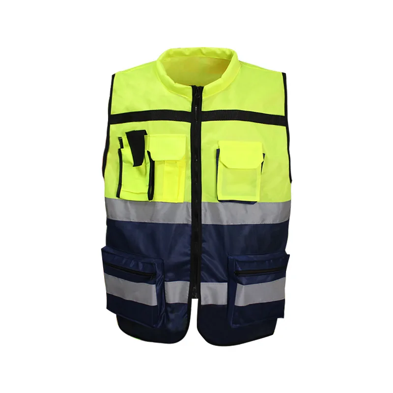 Reflective Jacket Customized Safety Traffic Two Toned Zip up Style Safety Jackets Vest for Construction Workers