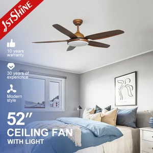 1stshine LED Ceiling Fan ODM OEM 5 Plastic Blades Decorative Lighting 52 Inches Ceiling Fan with Dimmable LED Light