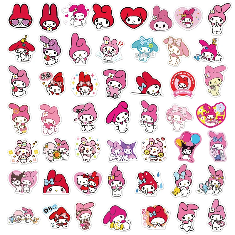 Sanrio Melody Kuromi Cartoon Stickers Water Bottles Laptop Phone ...