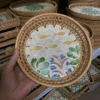 Panier tressé motif coquillage, univers sous-marin.