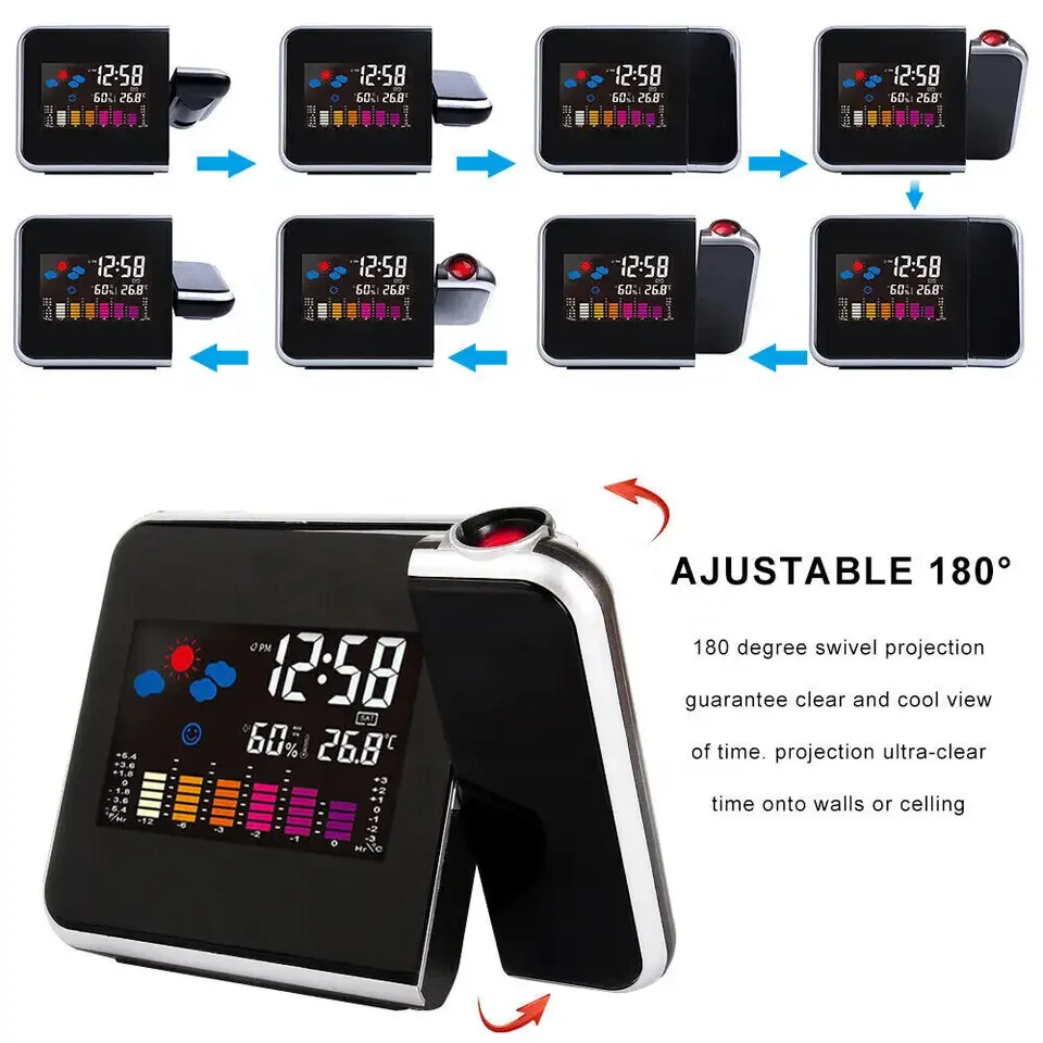 LED Mirror Digital Alarm Clock Electronic Temperature Wall Table Snooze Clock USB Watch Nightlight Home Office Smart Alarm Clock