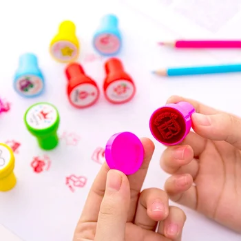 15pcs/set Cute DIY Cartoon Teacher's Stamp Reward Kids Wooden Stamp for  Teacher and Parents Kids Gift Rubber Stamp