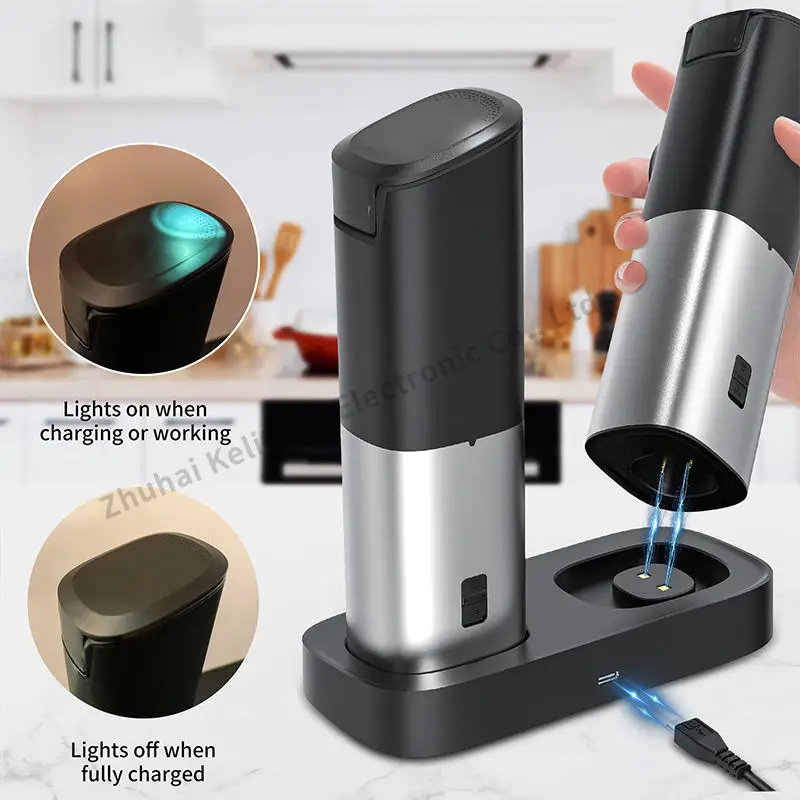 Electric Salt and Pepper Grinder Set Automatic Electronic Battery Stainless  Steel Herb Grinder For Smoke