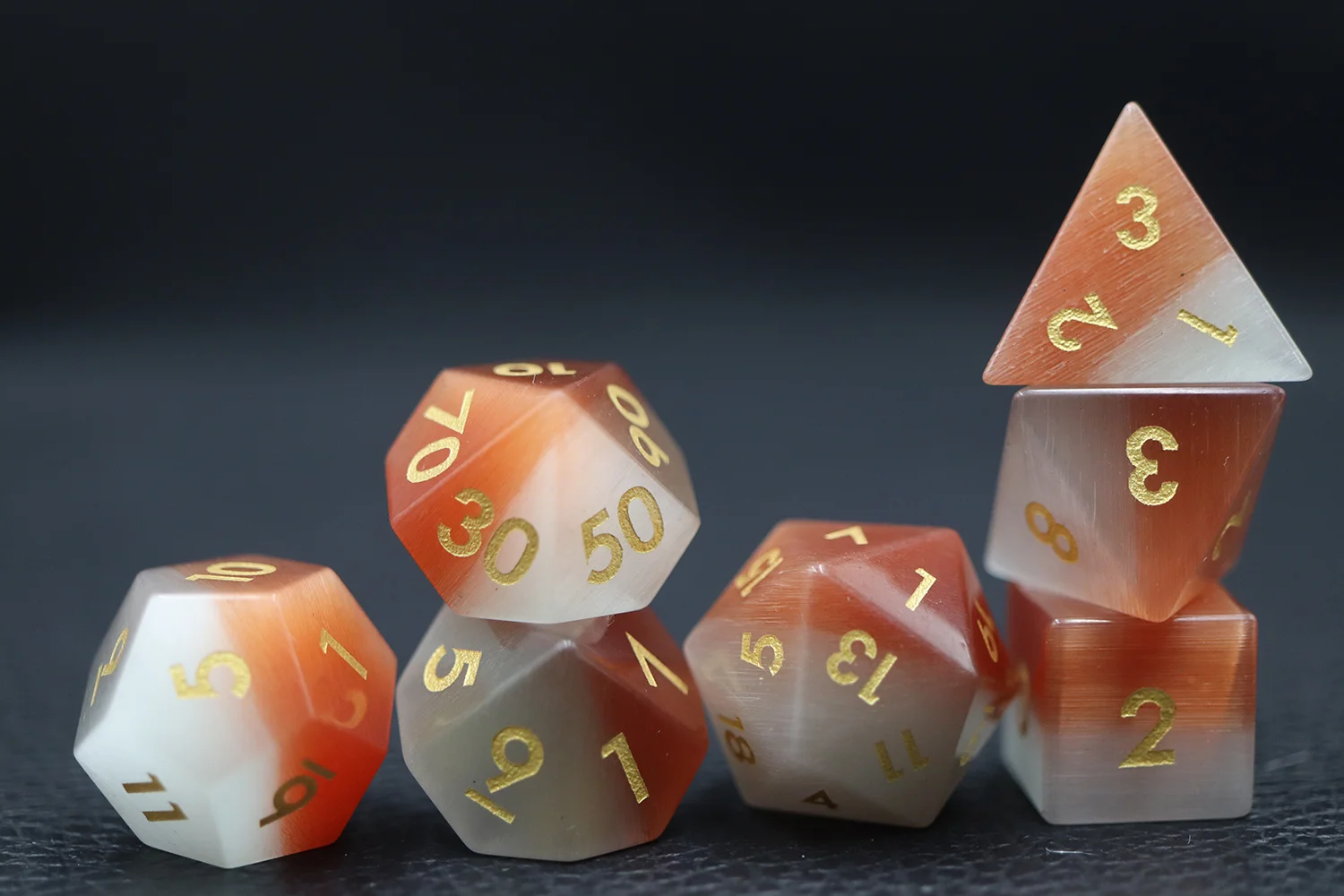 High Quality Full Set RPG & DND Gaming Dice Precious Gemstone Style Tabletop Accessories