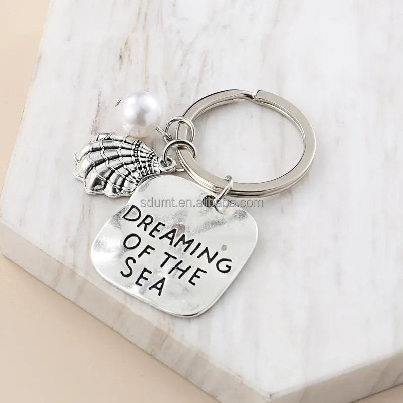 Custom Lettering Dream Keychain Letter Pendant Key Chain Alloy Silver