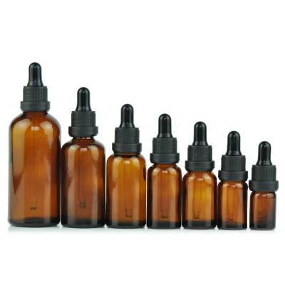 5ml 10ml 15ml 20ml 30ml 50ml 100ml Amber Empty Essential Oil Glass Bottle With Childproof Plastic Aluminum