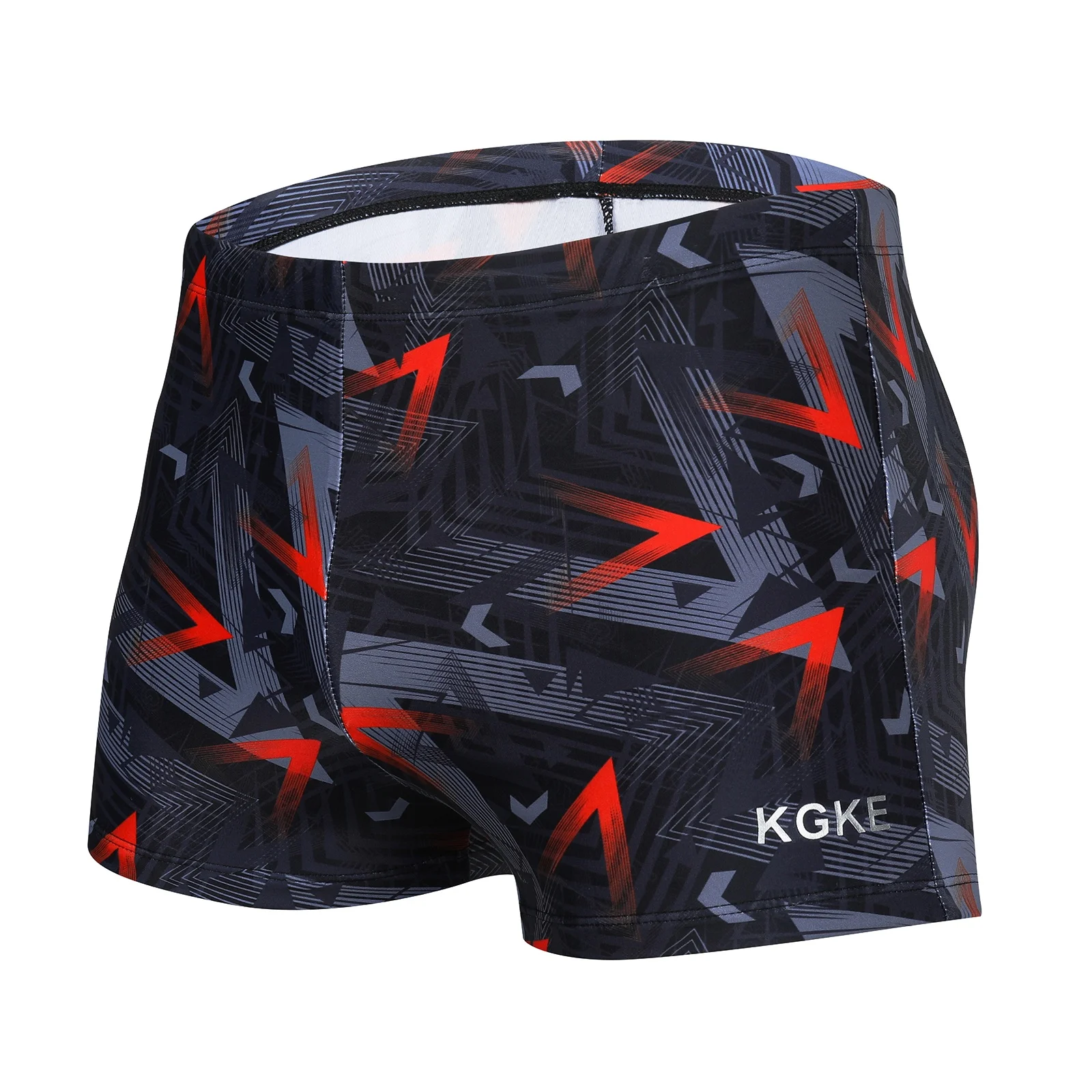 KGKE Swim Boxer Briefs Short Swim Jammer Fashion Print  Racer Mens Square Leg Swimsuit
