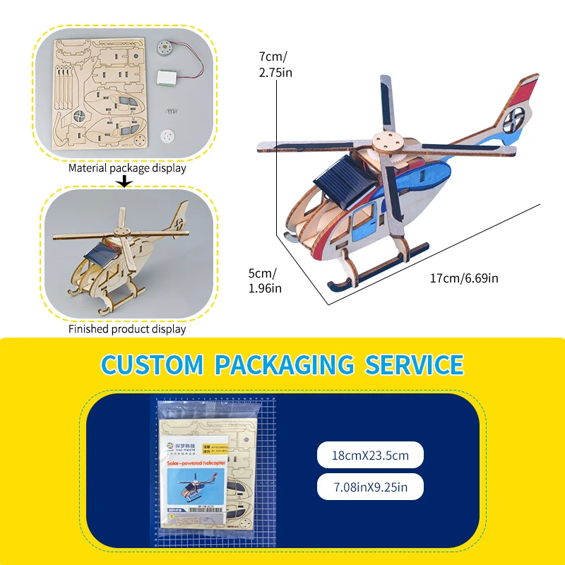 Customized Solar Powered Helicopter Handmade Stem Science Toy Stem Toy for Kids Educational Stem Kit