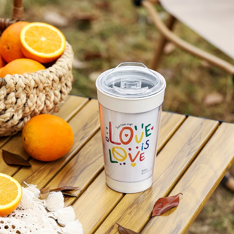 Customized Freestyle Suction Cup Promotion Diy Travel Coffee Cup Changeable Removable Paper Insert Tumbler Mugs
