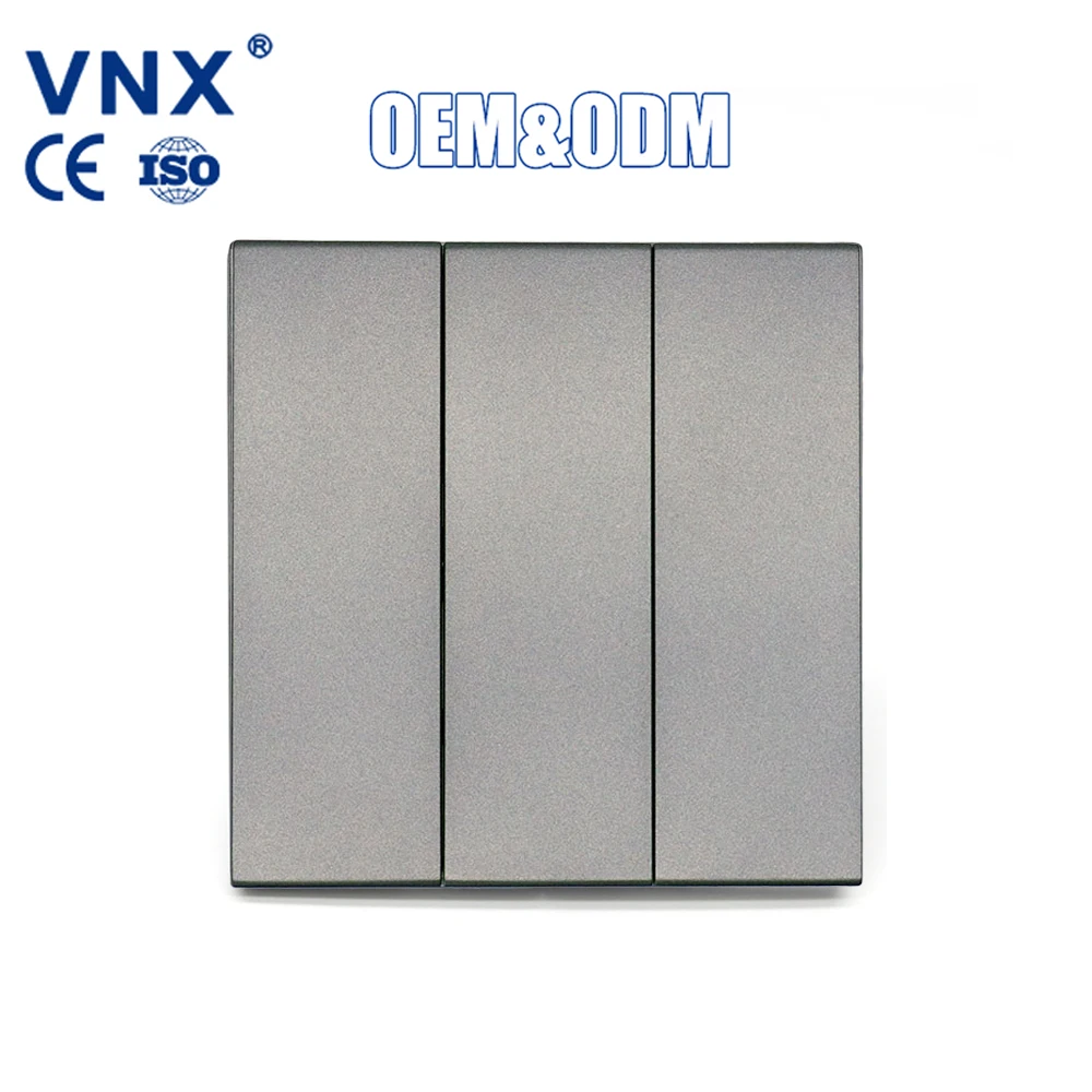 Hot Sale New Design 3 Gang 1 2 Way Electrical Switch Double Pole PC Material Max Voltage 250V Wall Switch for Home Office Use