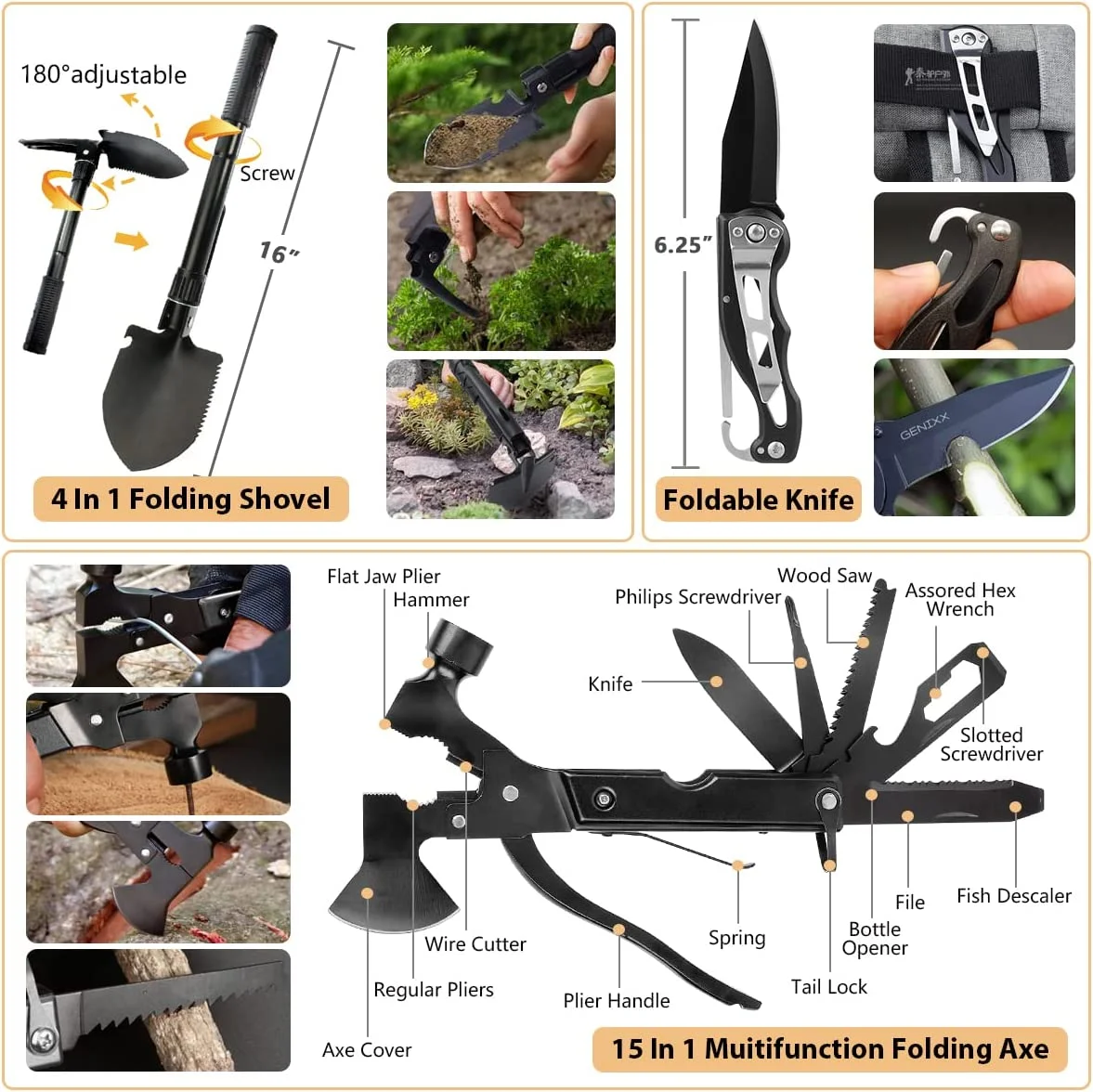 OEM Molle System Compatible 250pcs Camping Survival Gear Emergency Survival Kit First Aid Kit with Tent Metal Hammer Shovel supplier