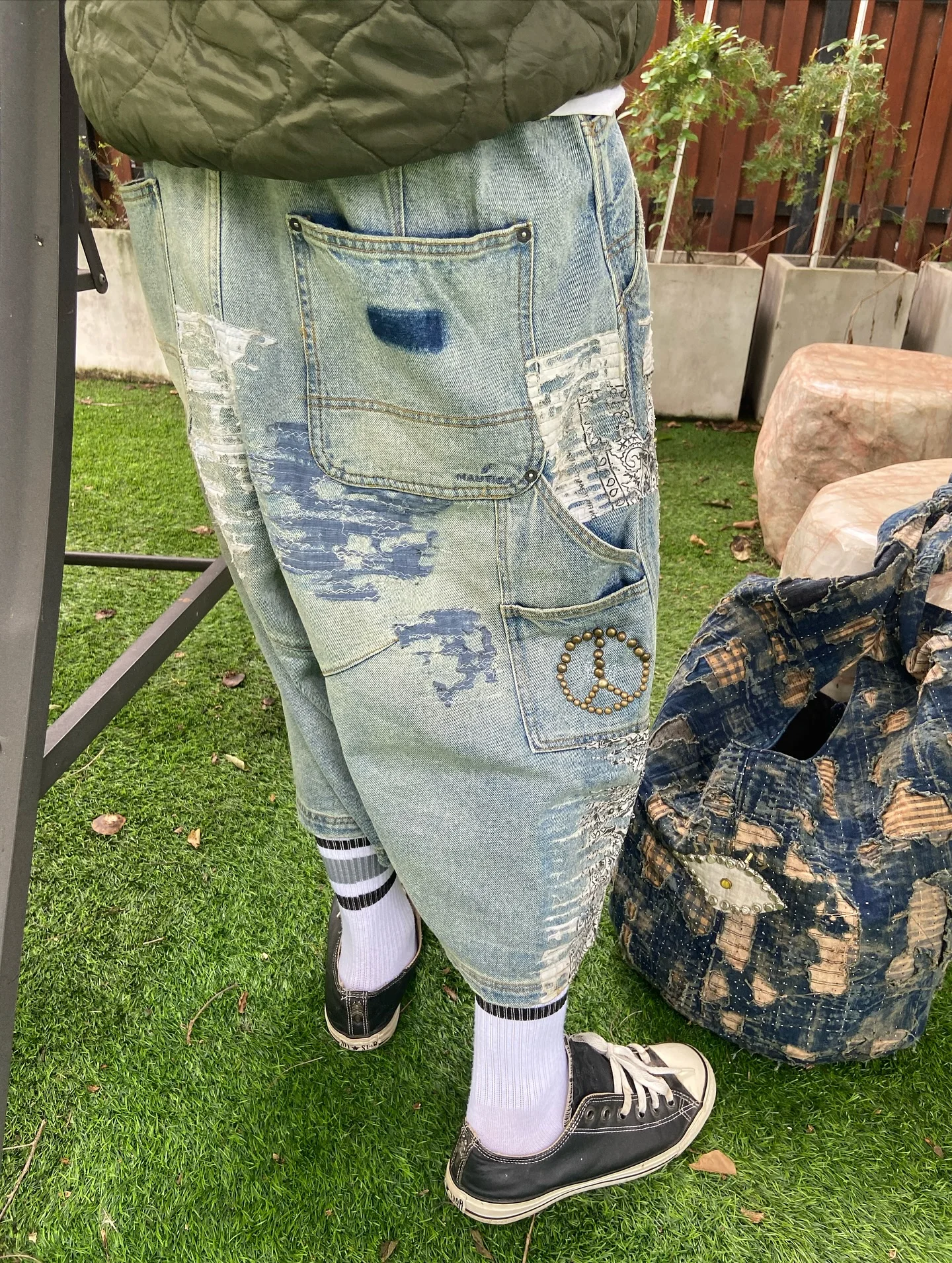 Salati Custom Print Crystal logo Heavyweight Denim Jorts Shorts for Men Distress Baggy Vintage Jeans Double Waist Shorts gallery 5